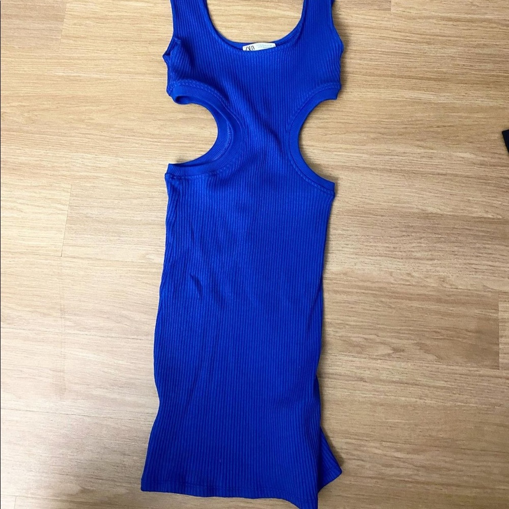 Zara blue cut out dress